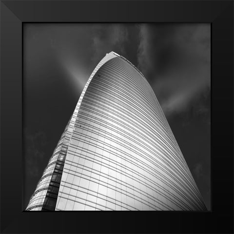 Building Black Modern Wood Framed Art Print by Di Sebastiano, Pietrino