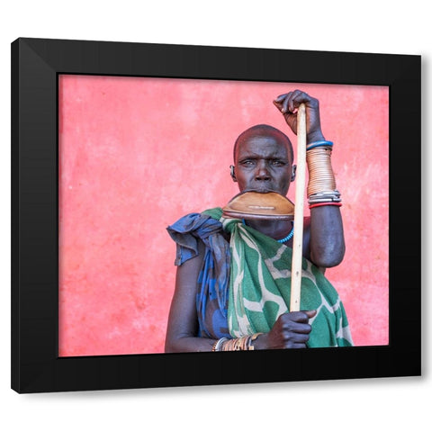 The Largest Plate In The Mursi Tribe-Ethiopia Black Modern Wood Framed Art Print by Wiener, Iris