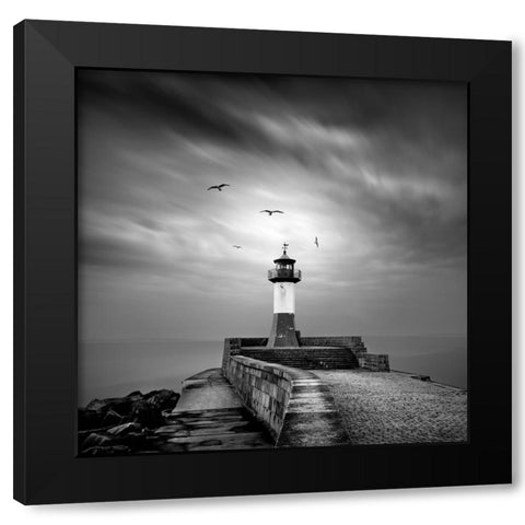 Sassnitz lighthouse Black Modern Wood Framed Art Print by Winkler, Jens