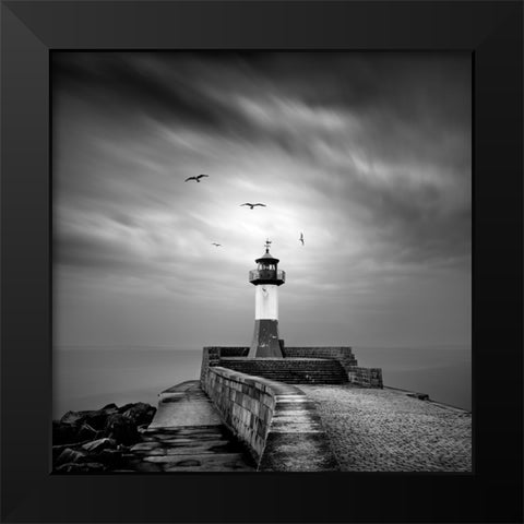 Sassnitz lighthouse Black Modern Wood Framed Art Print by Winkler, Jens