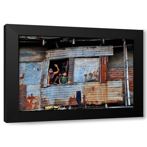 Curious Black Modern Wood Framed Art Print by Mahabub Hossain, Md