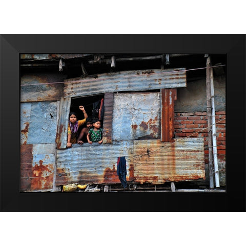 Curious Black Modern Wood Framed Art Print by Mahabub Hossain, Md