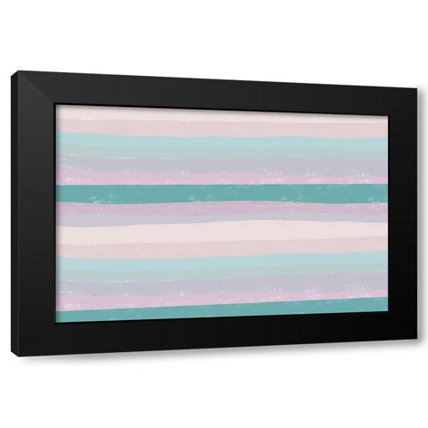 Happy Stripes Black Modern Wood Framed Art Print with Double Matting by Uplusmestudio