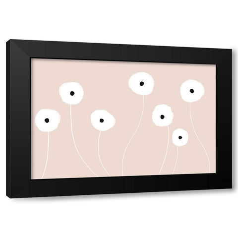 Scandi Flowers No 1 Black Modern Wood Framed Art Print by Uplusmestudio