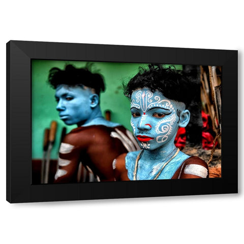 Colors Of Gajan FestIVal 1 Black Modern Wood Framed Art Print with Double Matting by Das, Avishek