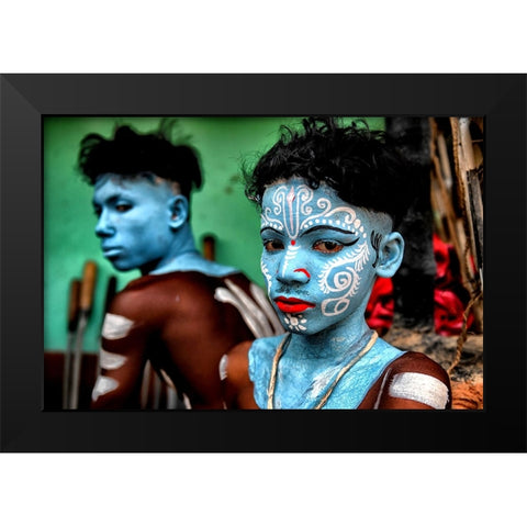 Colors Of Gajan FestIVal 1 Black Modern Wood Framed Art Print by Das, Avishek