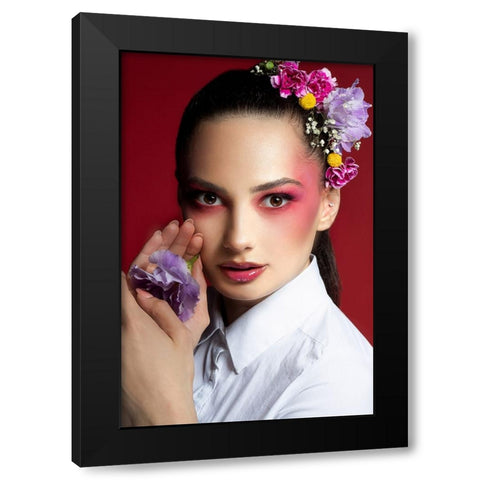The Flower Black Modern Wood Framed Art Print with Double Matting by Kazamil, Farid