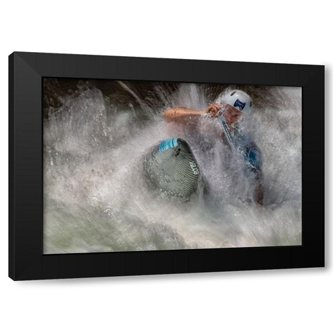 Fighting Rapids Black Modern Wood Framed Art Print by Malovrh, Milan