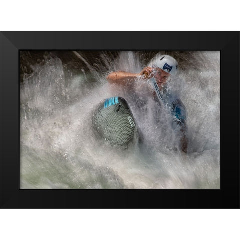 Fighting Rapids Black Modern Wood Framed Art Print by Malovrh, Milan