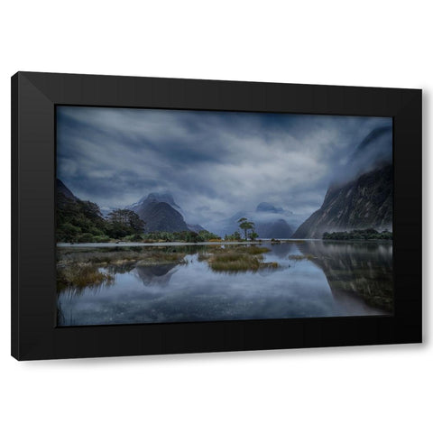 Blue Hour Milford Sound Black Modern Wood Framed Art Print with Double Matting by Chan, Andy