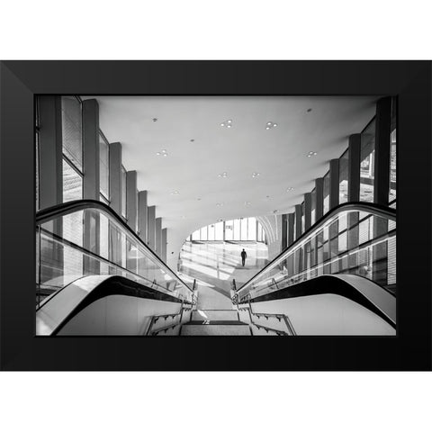 Metro 04 Black Modern Wood Framed Art Print by Alsharif, Yahia