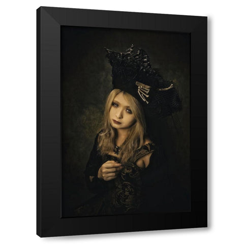Bloody Rose Black Modern Wood Framed Art Print with Double Matting by Koiki