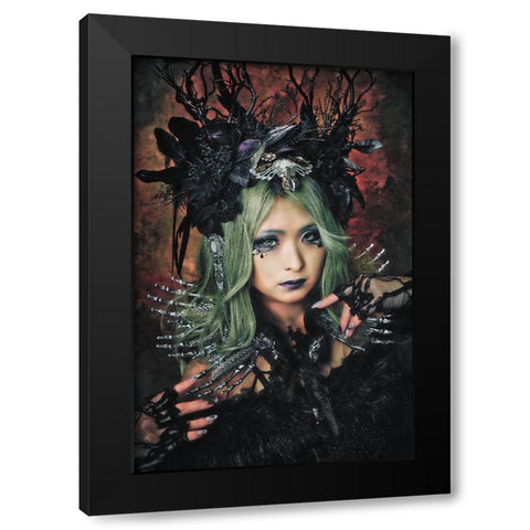 Bloody Rose Black Modern Wood Framed Art Print by Koiki