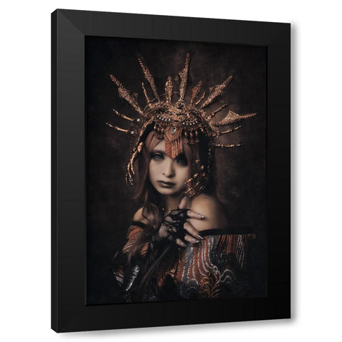 Bloody Rose Black Modern Wood Framed Art Print with Double Matting by Koiki