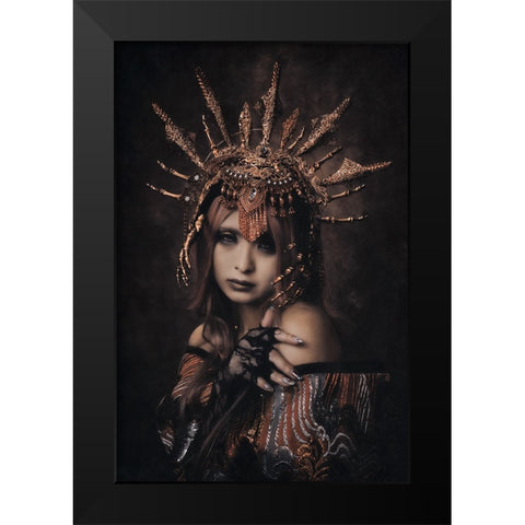 Bloody Rose Black Modern Wood Framed Art Print by Koiki