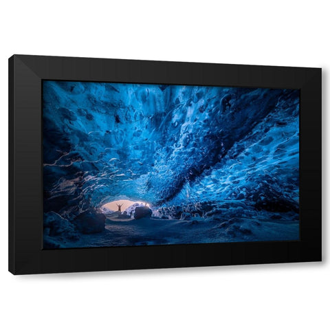 Blue Crystal Cave Black Modern Wood Framed Art Print with Double Matting by Zhen Yu, James