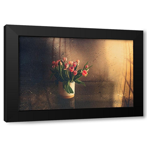 Tulips In The Room Black Modern Wood Framed Art Print with Double Matting by Ignatova, Desislava