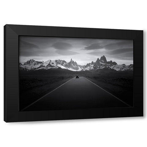 Between Fitz Roy And Cerro Torre Black Modern Wood Framed Art Print with Double Matting by Xu, Leah