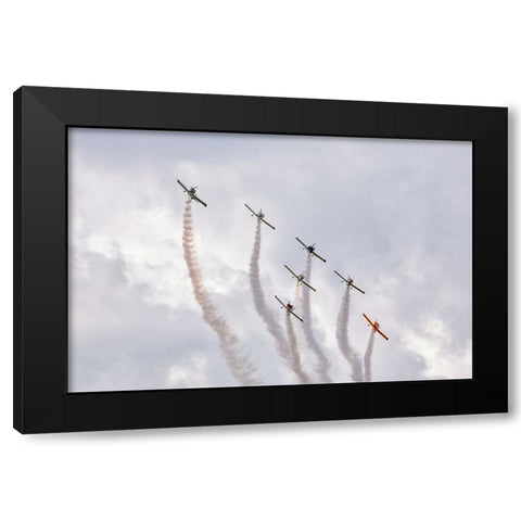 Friends flying. Black Modern Wood Framed Art Print by Londal, Leif