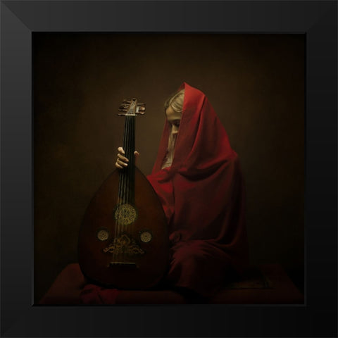 Persian Musician Black Modern Wood Framed Art Print by Hasheminasab, Moein