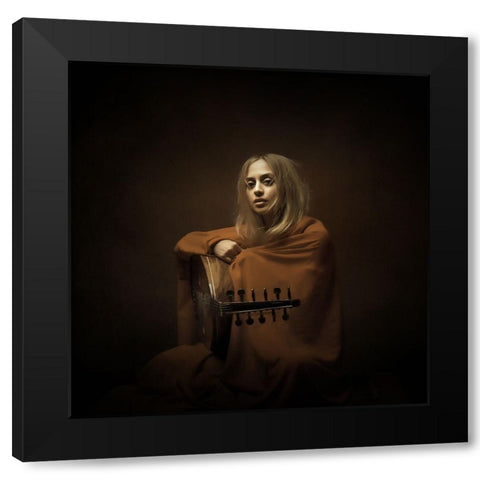 Persian Musician Black Modern Wood Framed Art Print with Double Matting by Hasheminasab, Moein