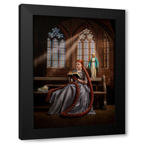 The Reader Black Modern Wood Framed Art Print with Double Matting by O Mahony, Kieran
