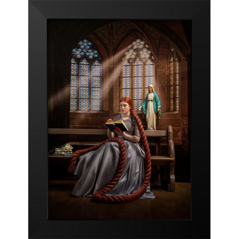 The Reader Black Modern Wood Framed Art Print by O Mahony, Kieran