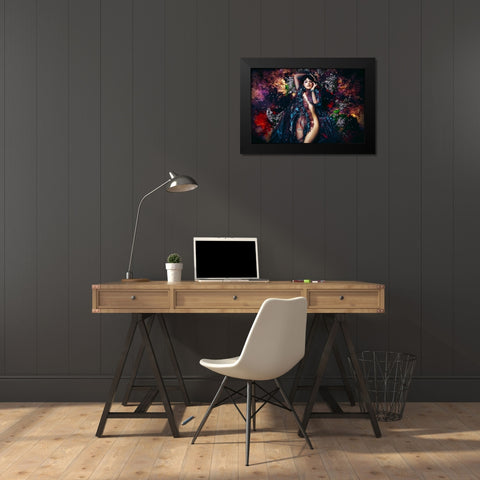 The way She blooms Black Modern Wood Framed Art Print by Bolgov (Axe), Ruslan