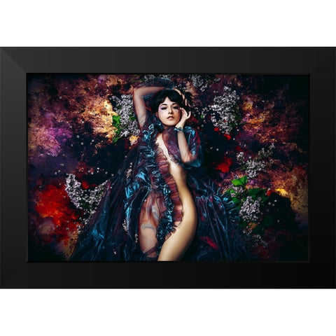 The way She blooms Black Modern Wood Framed Art Print by Bolgov (Axe), Ruslan