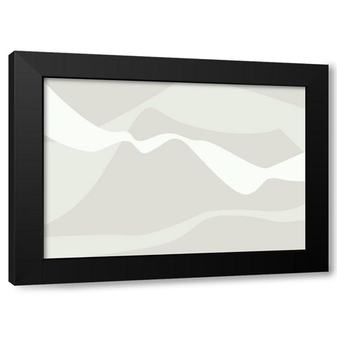 Mountain Waves Beige Black Modern Wood Framed Art Print with Double Matting by 1x Studio II
