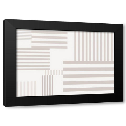 Pattern Stripes Warm Black Modern Wood Framed Art Print with Double Matting by 1x Studio II