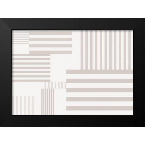 Pattern Stripes Warm Black Modern Wood Framed Art Print by 1x Studio II