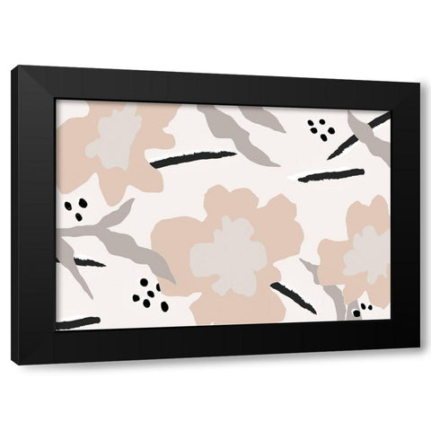 Flowers and lines Black Modern Wood Framed Art Print with Double Matting by 1x Studio II