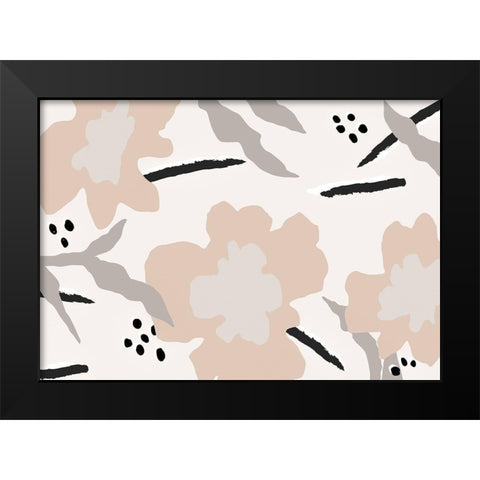 Flowers and lines Black Modern Wood Framed Art Print by 1x Studio II