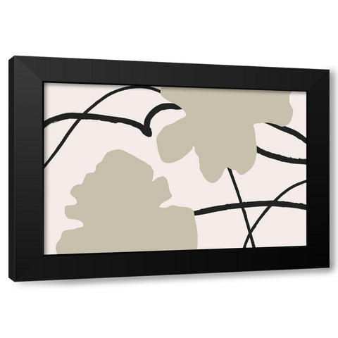 Flower wall 02 Black Modern Wood Framed Art Print with Double Matting by 1x Studio II