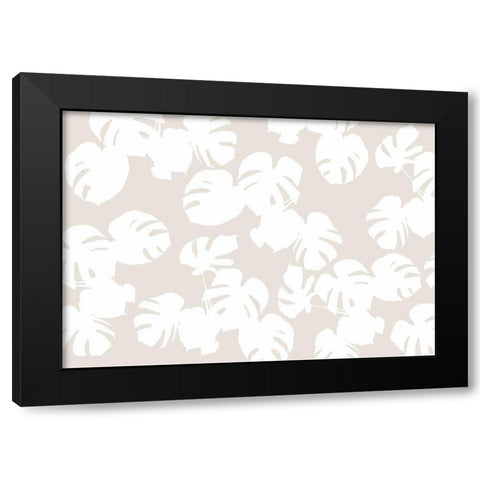 Monstera Leaves White Black Modern Wood Framed Art Print by 1x Studio II
