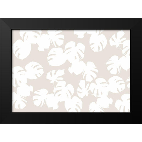 Monstera Leaves White Black Modern Wood Framed Art Print by 1x Studio II