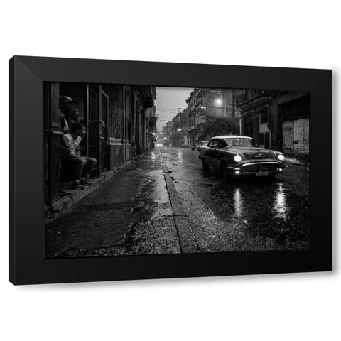 Havana in the rain Black Modern Wood Framed Art Print with Double Matting by Sye, Murray