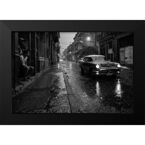 Havana in the rain Black Modern Wood Framed Art Print by Sye, Murray