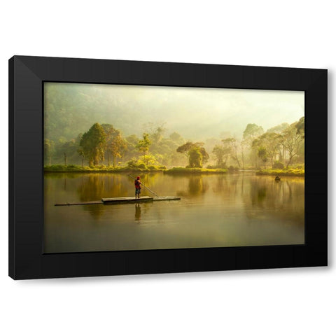 Morning At Situ Gunung Black Modern Wood Framed Art Print by Bunjamin (Abe), Antonyus
