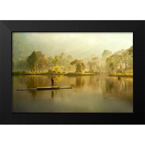 Morning At Situ Gunung Black Modern Wood Framed Art Print by Bunjamin (Abe), Antonyus