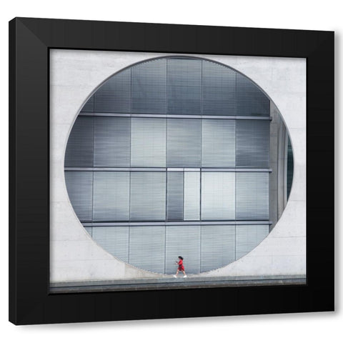 Walking In A Circle Black Modern Wood Framed Art Print with Double Matting by De Hoog, Roelof