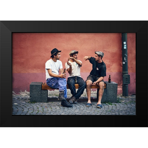 Masons Designing Black Modern Wood Framed Art Print by Malciu, Denis