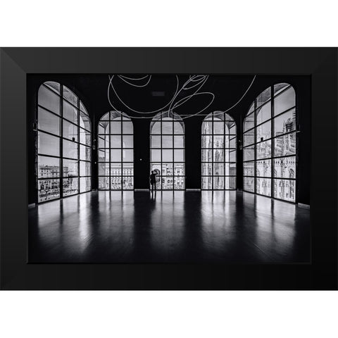 Balcony on Milan Black Modern Wood Framed Art Print by Tagliarino, Marco