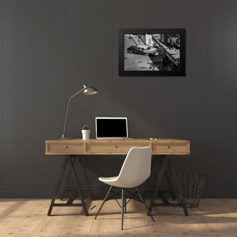 Habana street Black Modern Wood Framed Art Print by Morishige, Koji