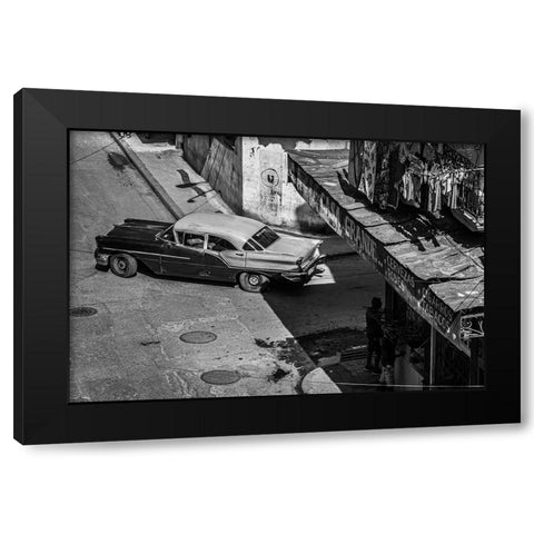 Habana street Black Modern Wood Framed Art Print with Double Matting by Morishige, Koji