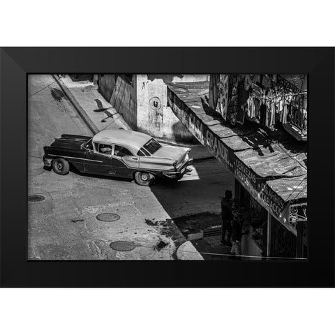 Habana street Black Modern Wood Framed Art Print by Morishige, Koji