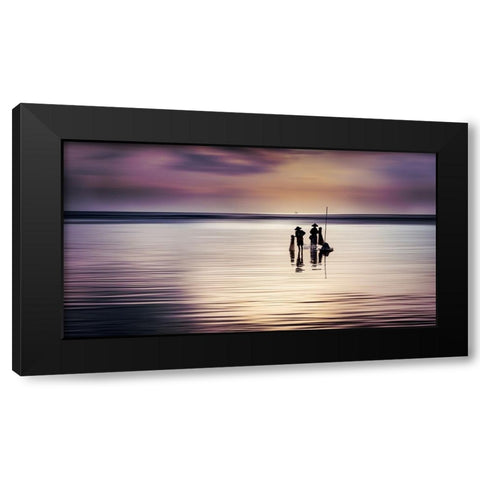 The Fishermen Black Modern Wood Framed Art Print with Double Matting by Herlihy, Diarmuid