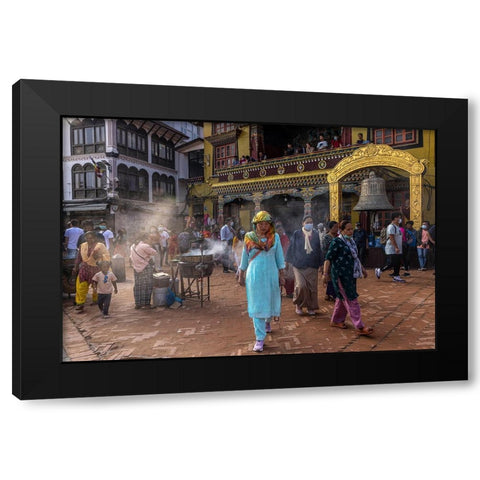 The Lady In Blue Black Modern Wood Framed Art Print with Double Matting by Faigenbaum, Ilan