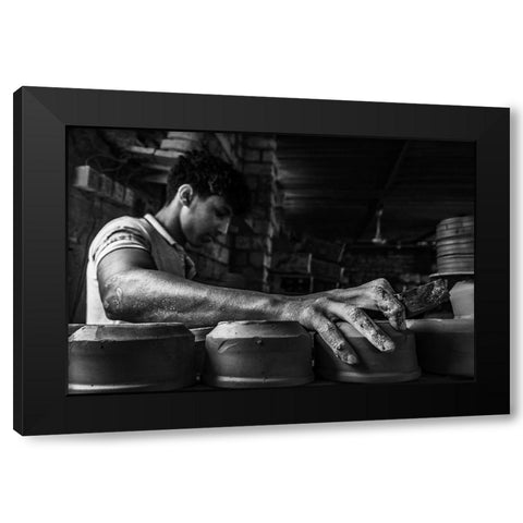 Worker Hand Black Modern Wood Framed Art Print by Ragab, Hesham
